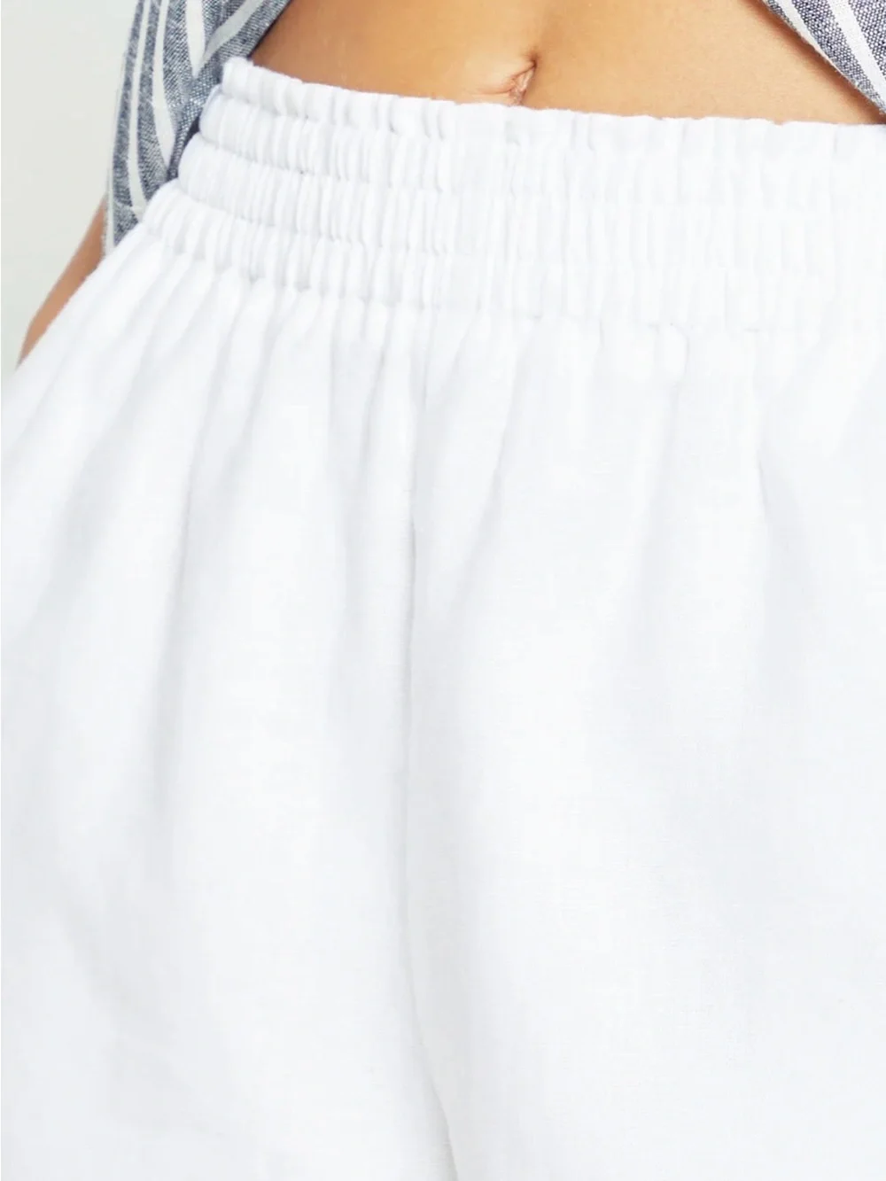 Few Moda Caara Weekend Women’s White Linen Elastic-Waist Shorts. Sz S
